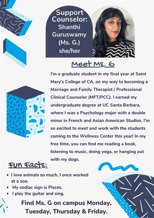Shanthi Guruswamy Wellness Support Counselor